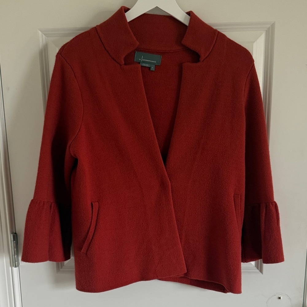 Anthropologie One Button Burnt Orange Women's Jacket Size Small